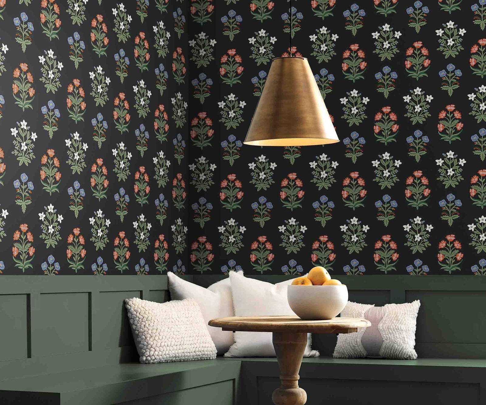 Mughal Rose Wallpaper - Green - Rifle