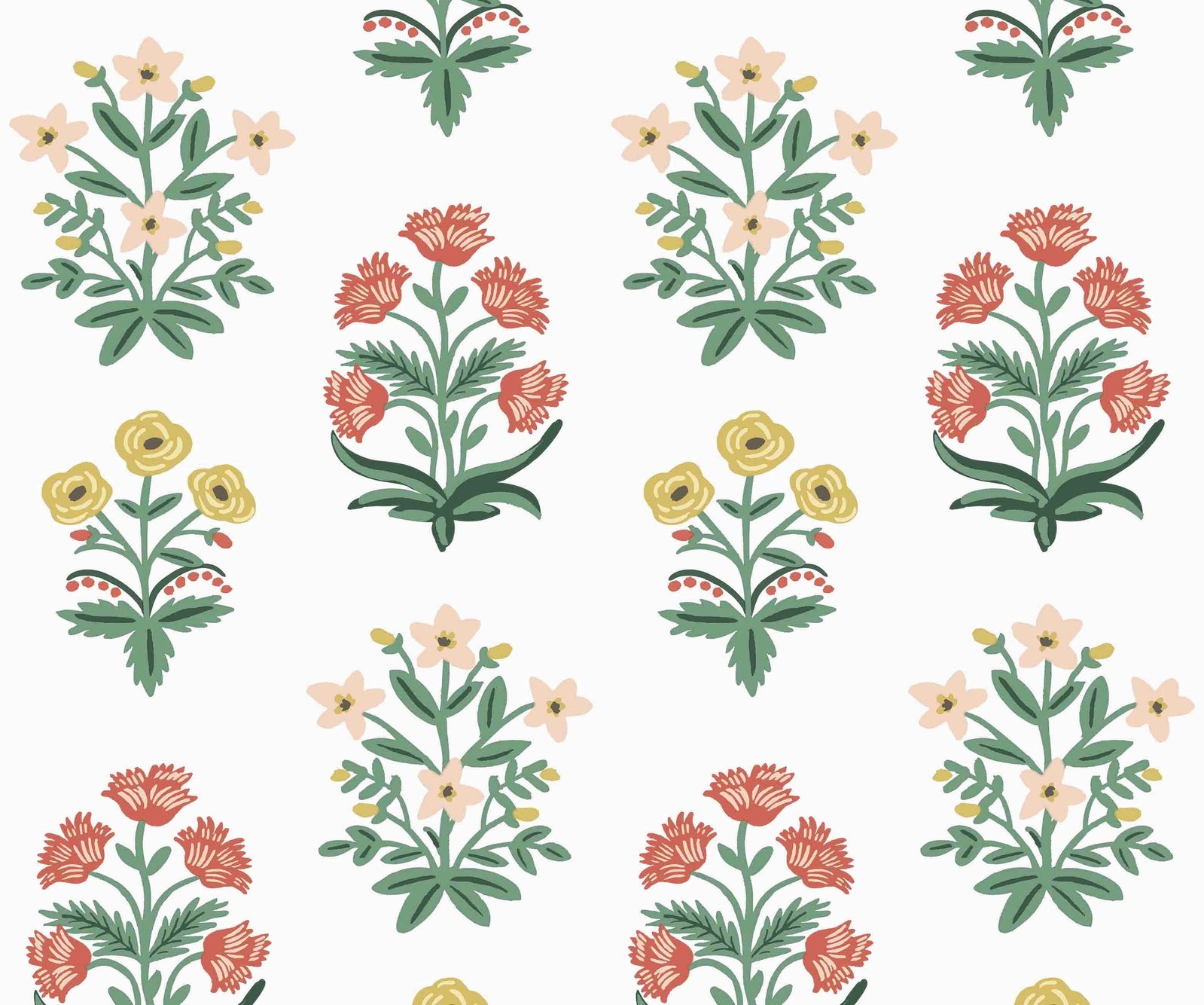Mughal Rose Wallpaper - Multicolor - Rifle