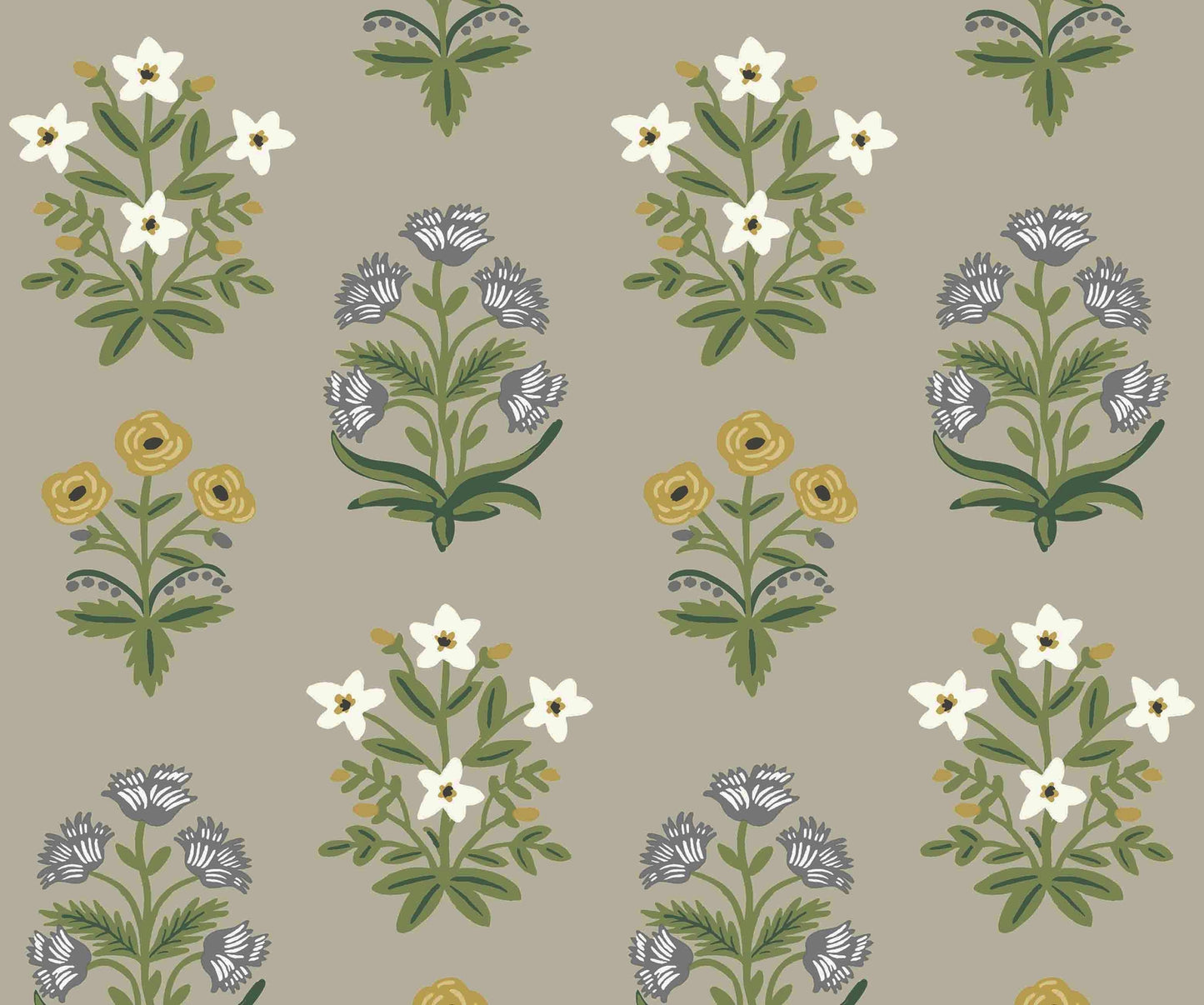 Mughal Rose Wallpaper - Green - Rifle