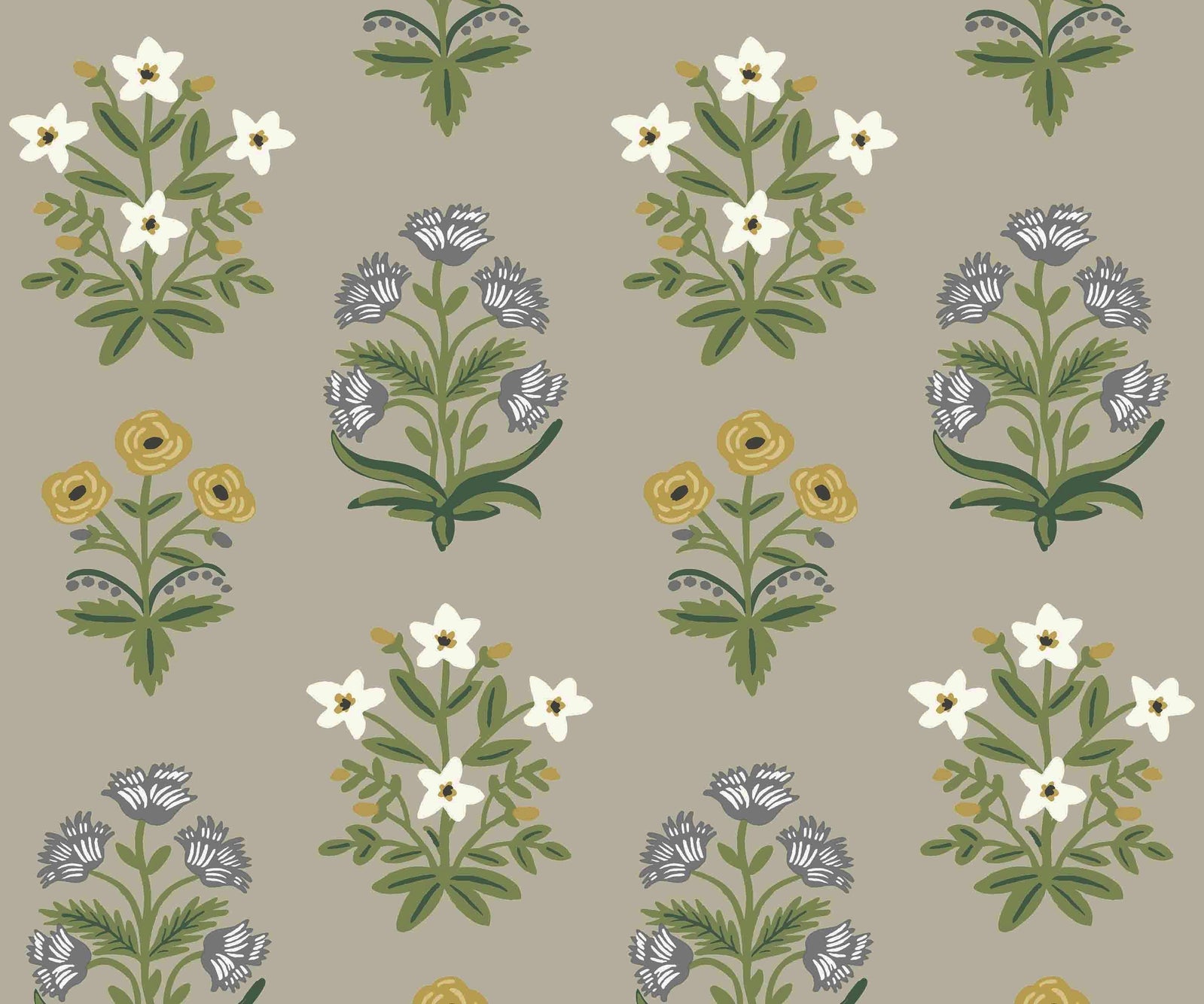 Mughal Rose Wallpaper - Green - Rifle