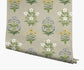 Mughal Rose Wallpaper - Green - Rifle