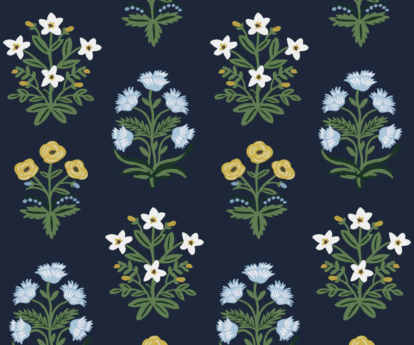 Mughal Rose Wallpaper - Blue - Rifle