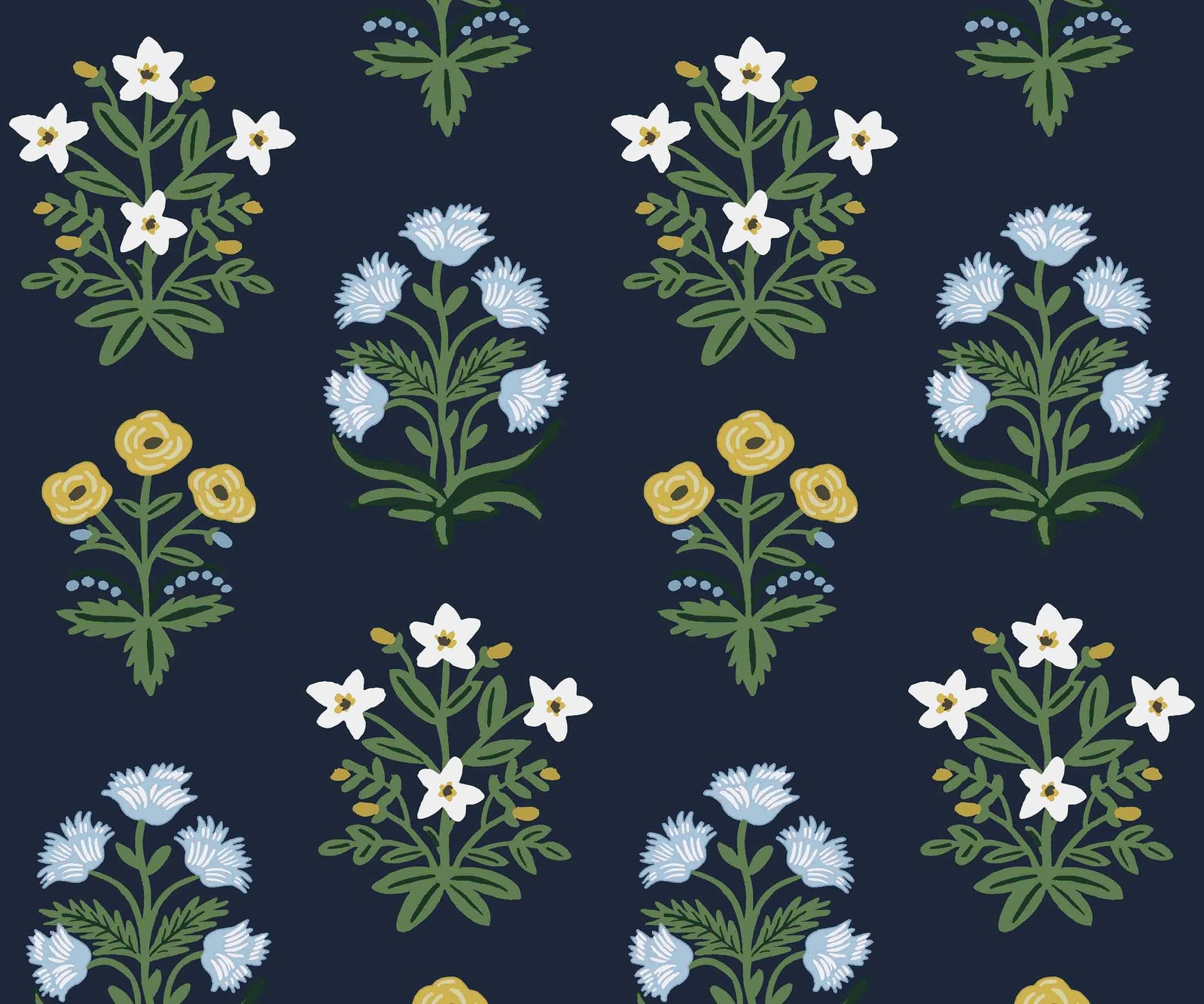 Mughal Rose Wallpaper - Blue - Rifle