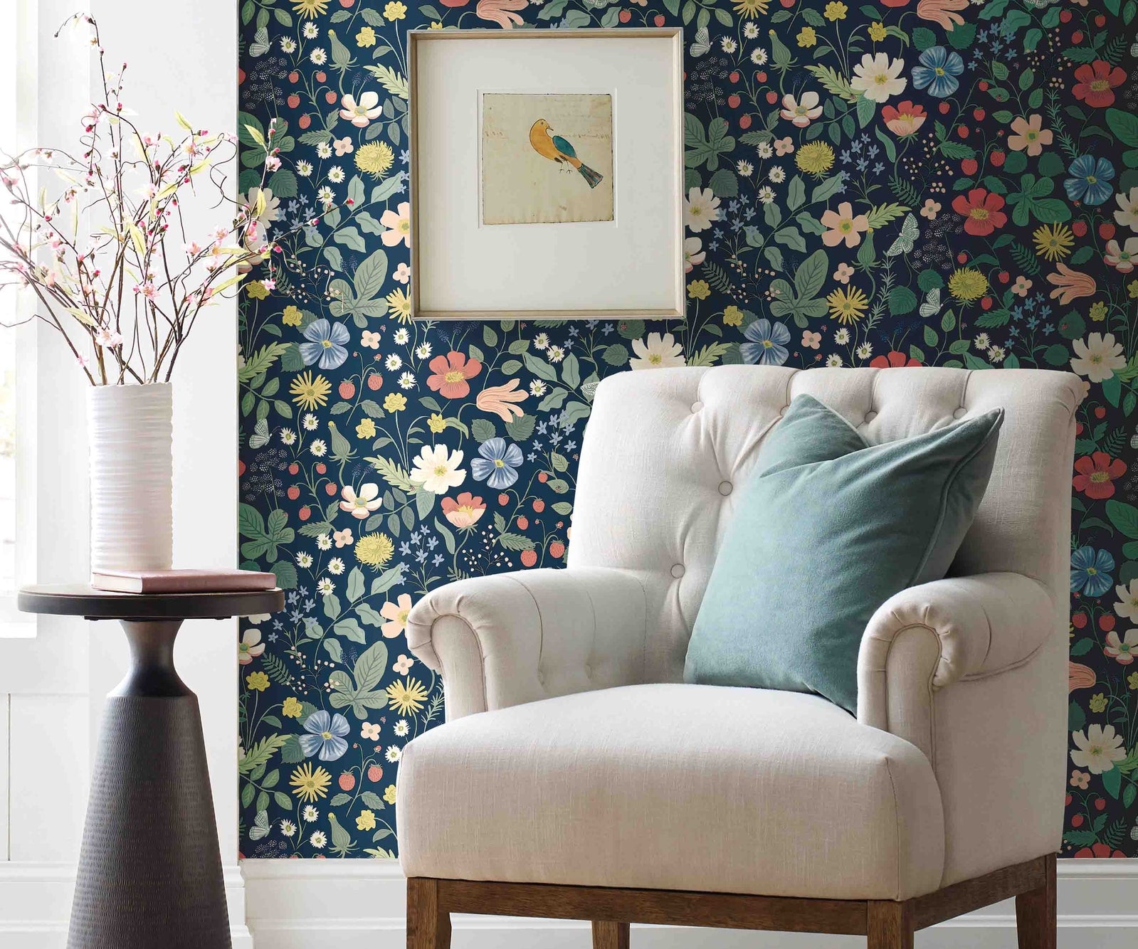 Strawberry Fields Wallpaper - Blue - Rifle