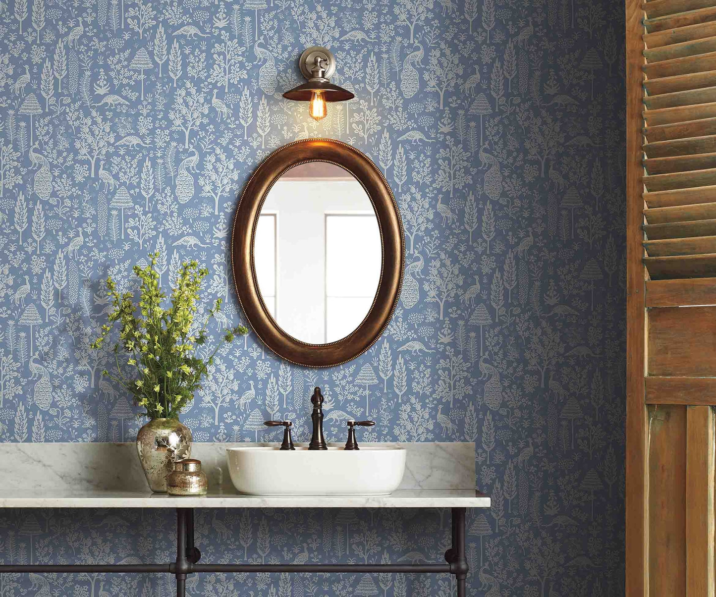Menagerie Toile Wallpaper - Blue - Rifle