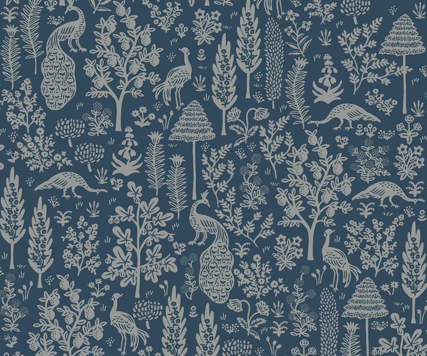 Menagerie Toile Wallpaper - Blue - Rifle