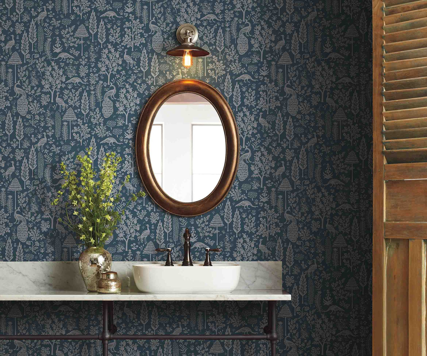 Menagerie Toile Wallpaper - Blue - Rifle