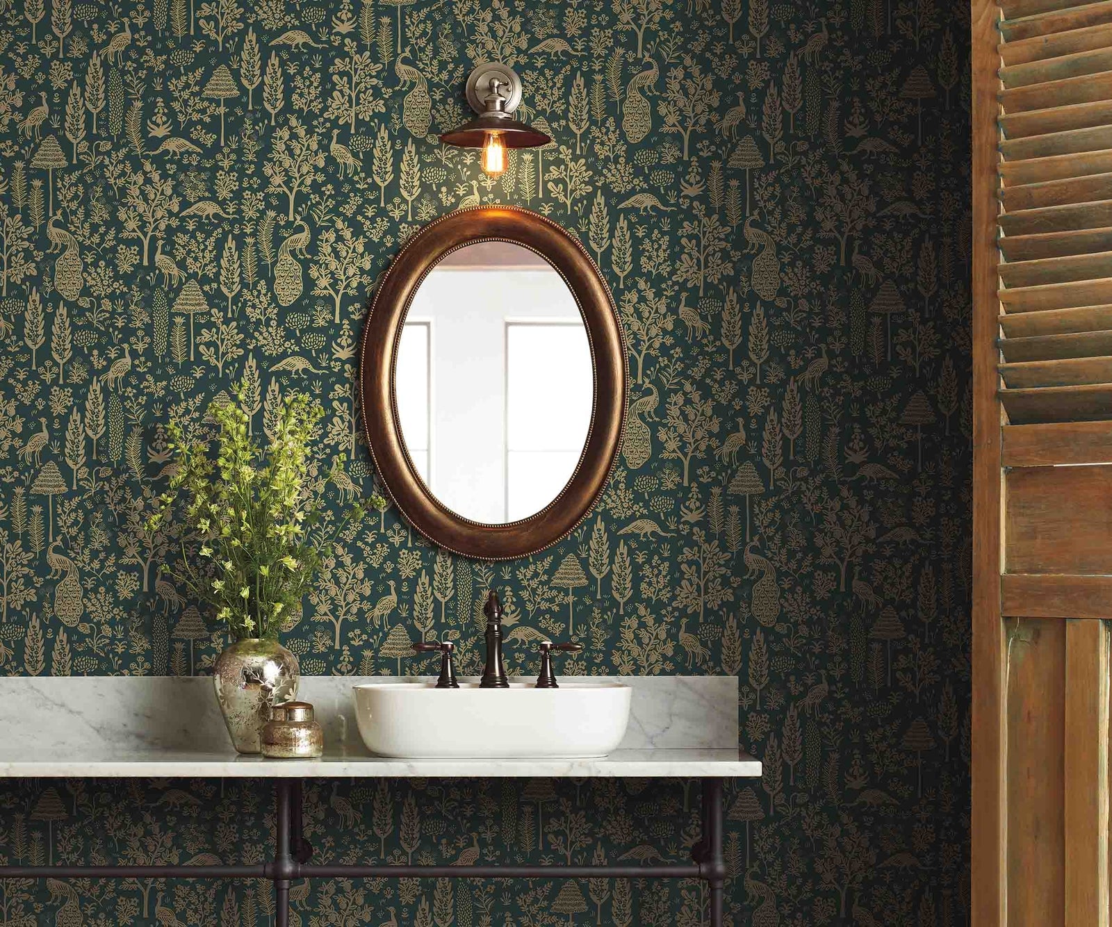 Menagerie Toile Wallpaper - Gold - Rifle