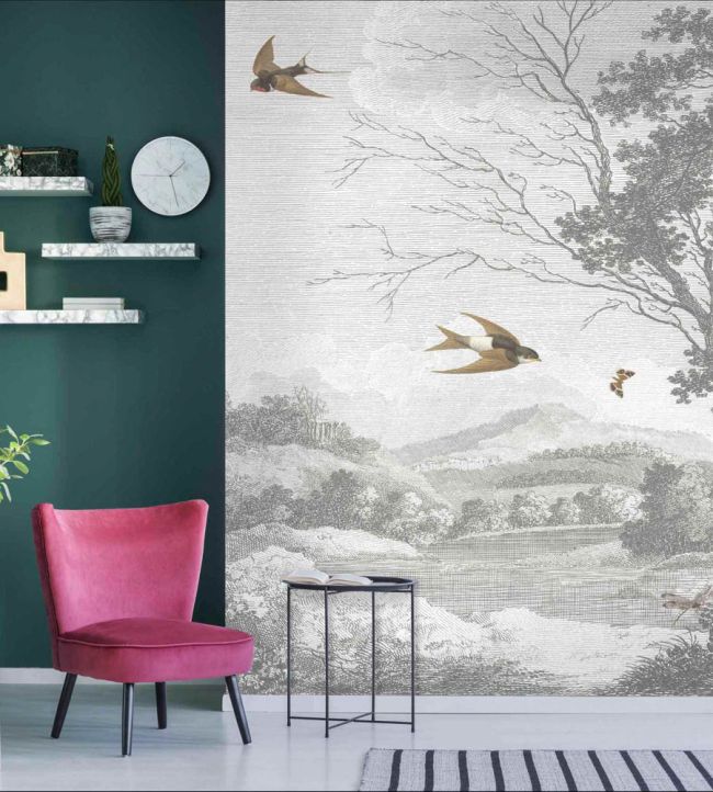 WM-021-01RM - Zephyr Wallpaper -  Mural - Grey - Woodchip & Magnolia
