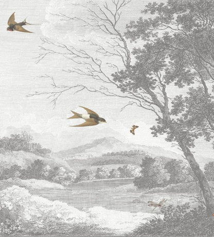 WM-021-01RM - Zephyr Wallpaper -  Mural - Grey - Woodchip & Magnolia
