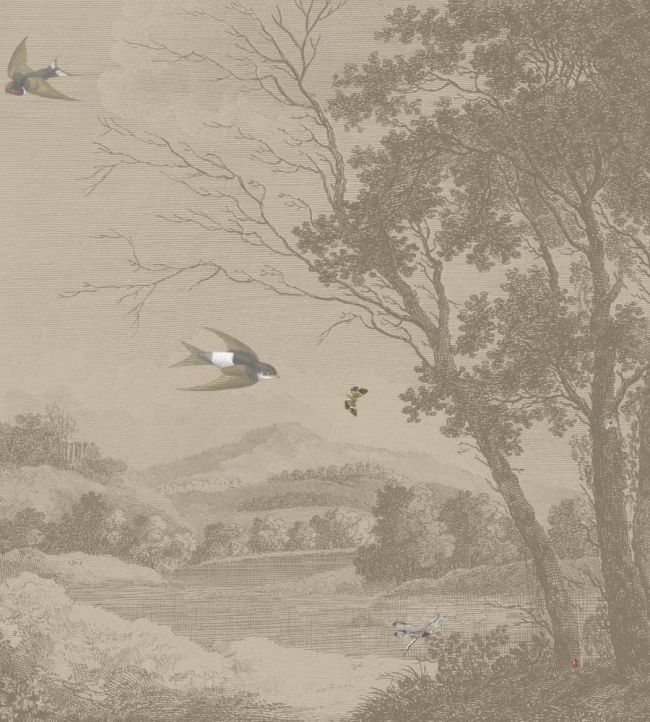 WM-021-02RM - Zephyr Wallpaper -  Mural - Sepia - Woodchip & Magnolia
