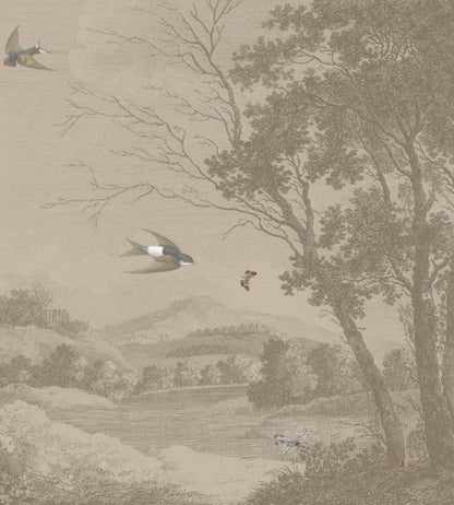 WM-021-02RM - Zephyr Wallpaper -  Mural - Sepia - Woodchip & Magnolia
