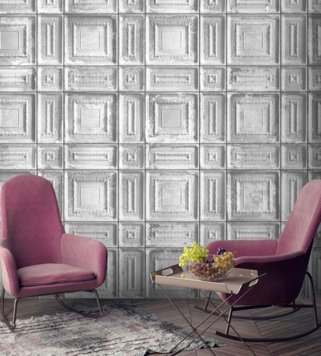 WM-045R - Delancey Wallpaper - Grey - Woodchip & Magnolia
