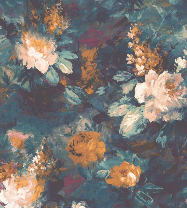 WM-101-4P - Ava Marika Wallpaper -  Mural - Teal Orange - Woodchip & Magnolia
