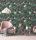 WM-124R - Crane Bird Wallpaper - Forest Green - Woodchip & Magnolia
