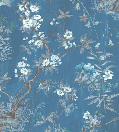 WM-126-07R - Rivington Wallpaper - China Blue - Woodchip & Magnolia
