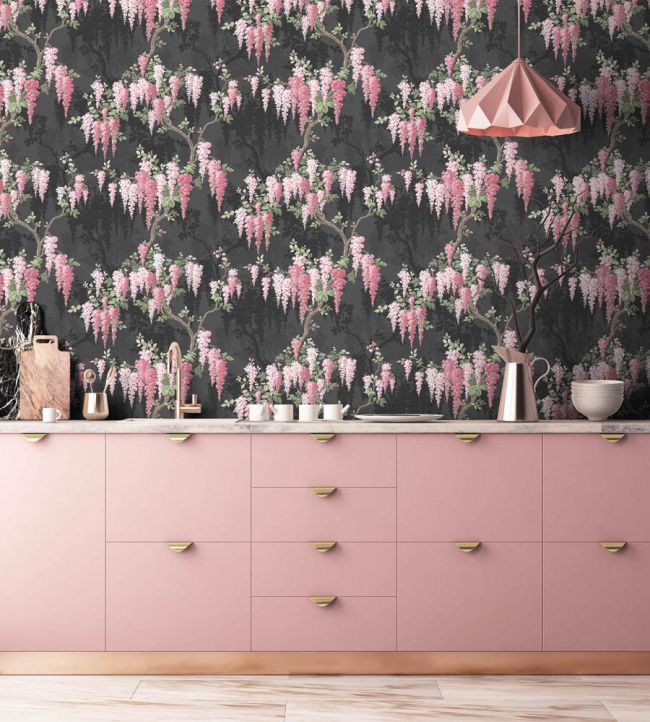 WM-224R - Wisteria Wallpaper - Noir Black - Woodchip & Magnolia
