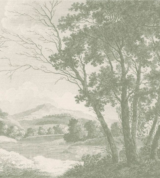 WM-307-05RM - Peaceful Countryside Wallpaper -  Mural - Green - Woodchip & Magnolia
