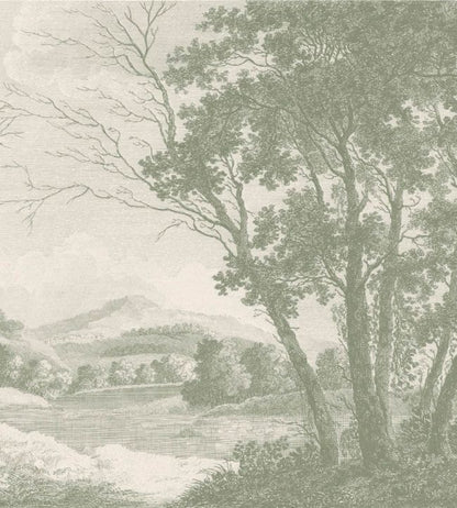 WM-307-05RM - Peaceful Countryside Wallpaper -  Mural - Green - Woodchip & Magnolia
