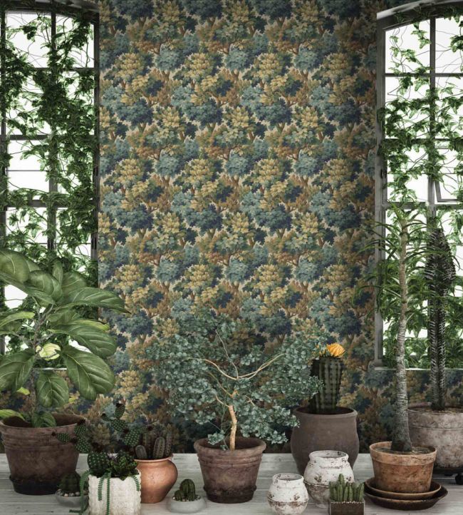 WM-314-01R - Broadhead Forest Wallpaper - Lichen Green - Woodchip & Magnolia
