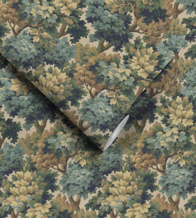 WM-314-01R - Broadhead Forest Wallpaper - Lichen Green - Woodchip & Magnolia
