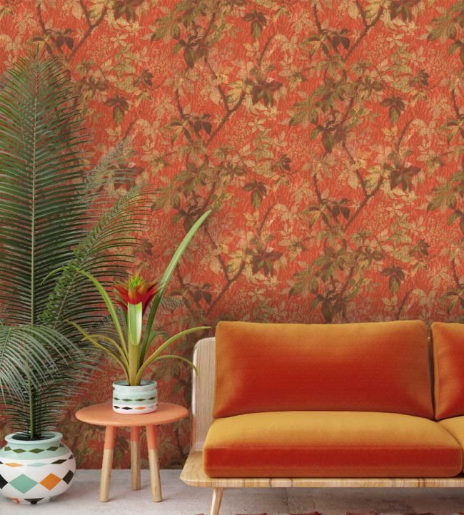 WM-316-04R - Tropic Wallpaper - Coral Red - Woodchip & Magnolia
