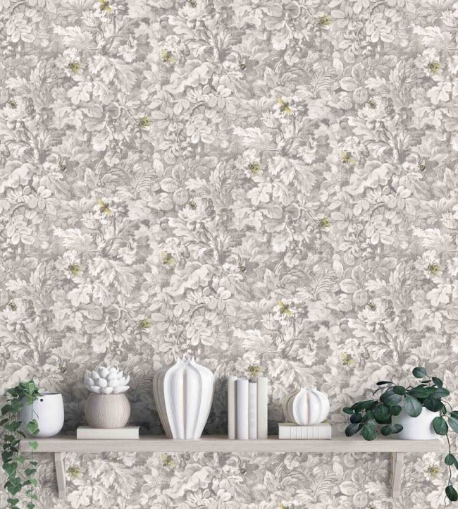 WM-318-01R - Busy Bee Wallpaper - Grey - Woodchip & Magnolia
