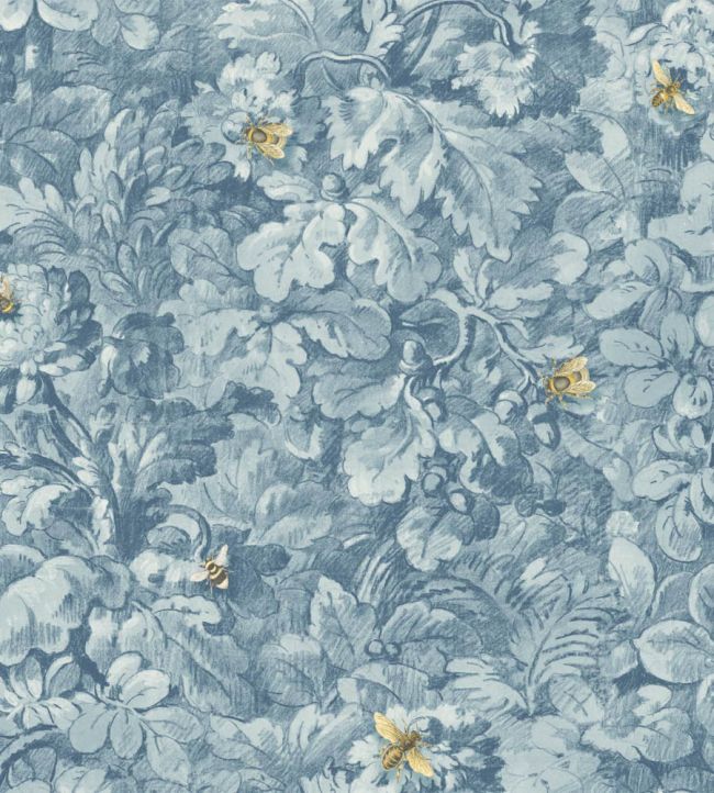 WM-318-07R - Busy Bee Wallpaper - Reservoir Blue - Woodchip & Magnolia
