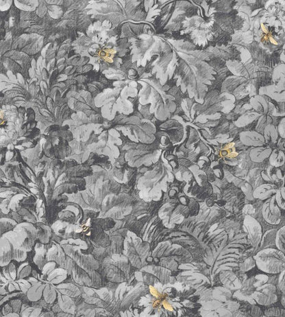 WM-318-08R - Busy Bee Wallpaper - Charcoal - Woodchip & Magnolia
