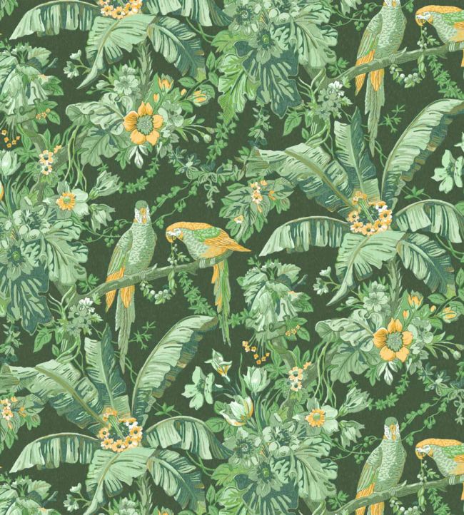 WM-322-02R - Parrot Talk Wallpaper - Lush Green - Woodchip & Magnolia
