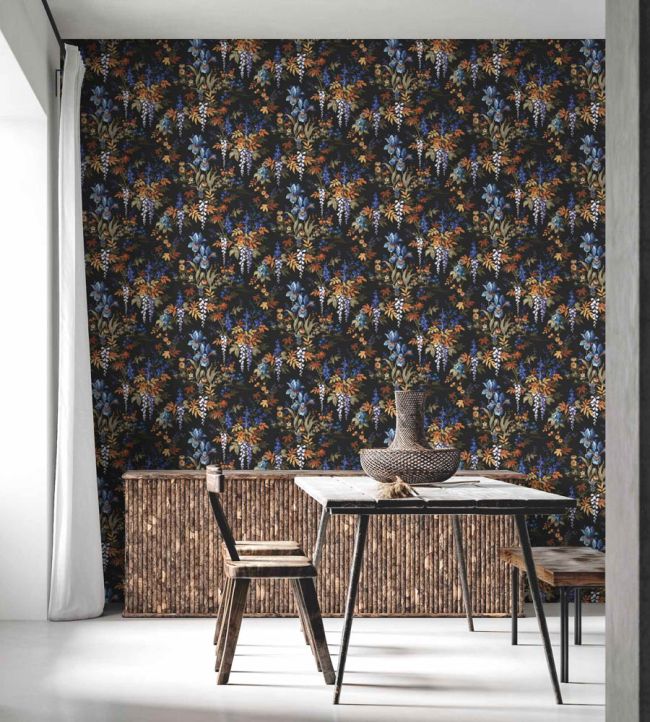 WM-364-01R - Hestia Wallpaper - Coal Black - Woodchip & Magnolia
