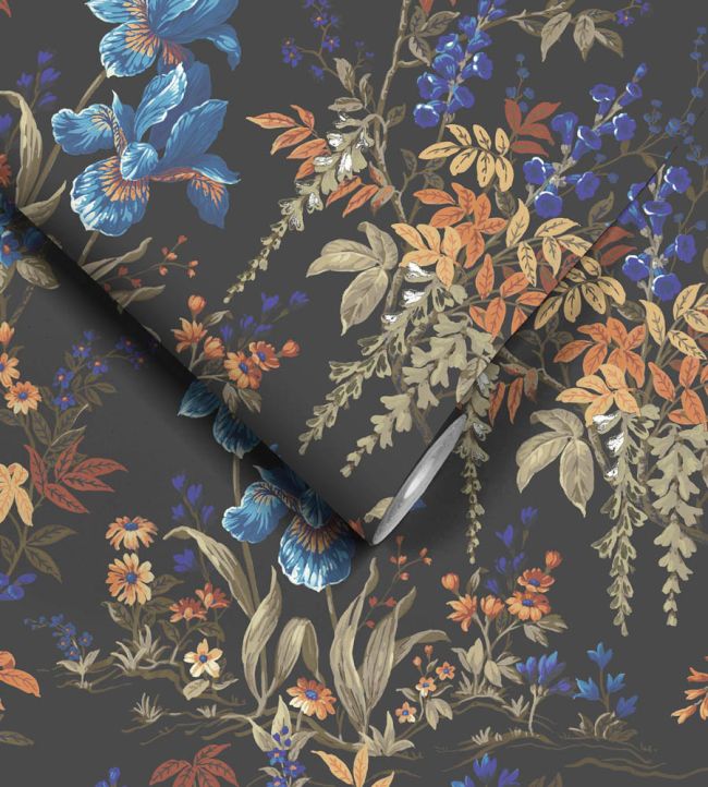 WM-364-01R - Hestia Wallpaper - Coal Black - Woodchip & Magnolia
