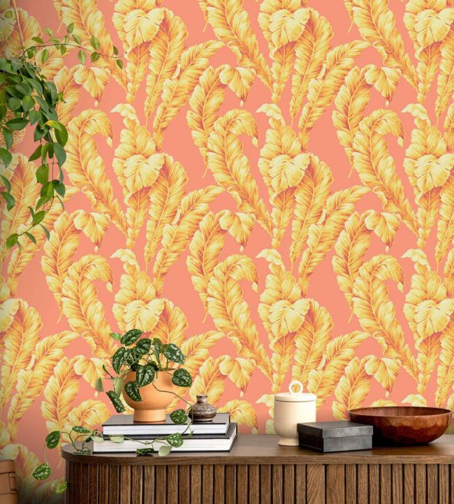 WM-365-07R - Lets Go Bananas Wallpaper - Coral - Woodchip & Magnolia
