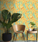 WM-365-09R - Lets Go Bananas Wallpaper - Aqua Yellow - Woodchip & Magnolia
