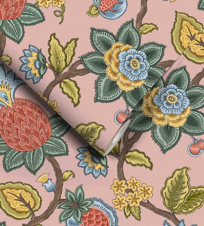 WM-367-01R - Doris Jacobean Wallpaper - Plaster Pink - Woodchip & Magnolia
