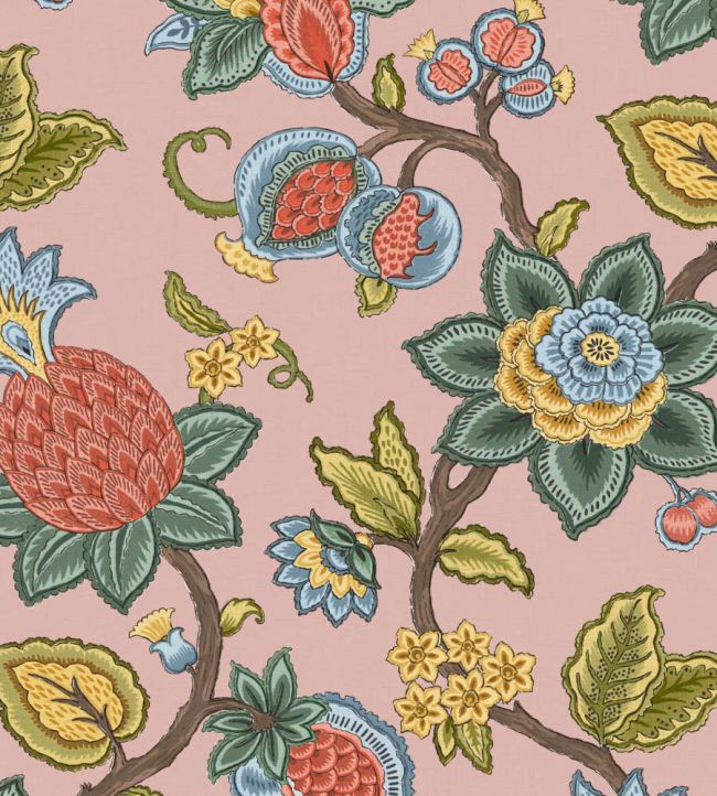 WM-367-01R - Doris Jacobean Wallpaper - Plaster Pink - Woodchip & Magnolia
