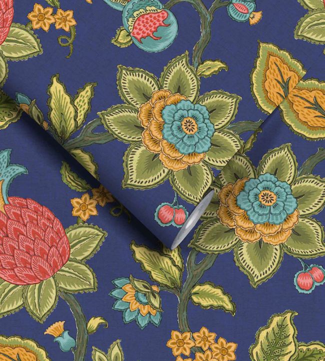 WM-367-03R - Doris Jacobean Wallpaper - Ink Blue - Woodchip & Magnolia
