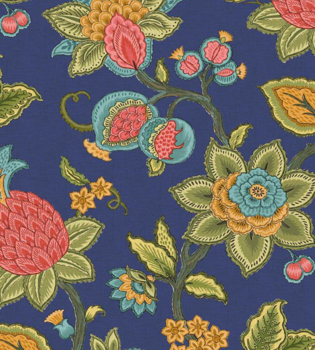 WM-367-03R - Doris Jacobean Wallpaper - Ink Blue - Woodchip & Magnolia
