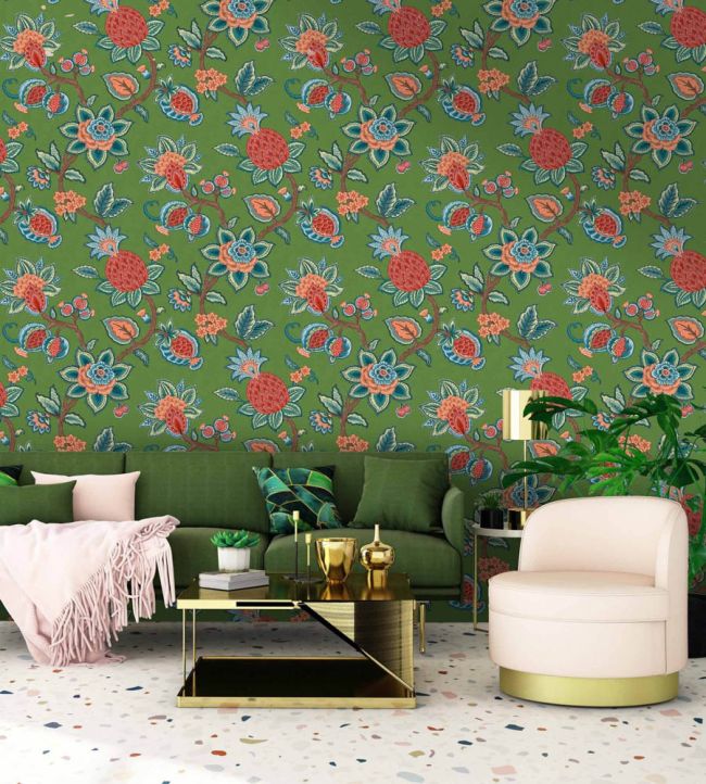 WM-367-04R - Doris Jacobean Wallpaper - Fern - Woodchip & Magnolia
