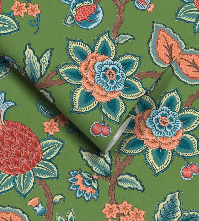 WM-367-04R - Doris Jacobean Wallpaper - Fern - Woodchip & Magnolia
