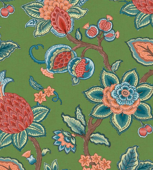 WM-367-04R - Doris Jacobean Wallpaper - Fern - Woodchip & Magnolia
