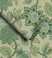 WM-367-06R - Doris Jacobean Wallpaper - Green On Green - Woodchip & Magnolia
