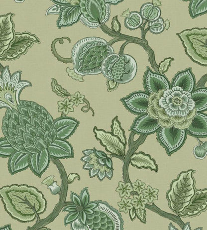 WM-367-06R - Doris Jacobean Wallpaper - Green On Green - Woodchip & Magnolia
