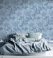 WM-367-07R - Doris Jacobean Wallpaper - Blue On Blue - Woodchip & Magnolia
