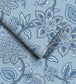 WM-367-07R - Doris Jacobean Wallpaper - Blue On Blue - Woodchip & Magnolia
