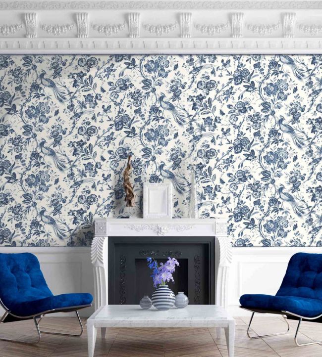 WM-368-02-3P - Plumage Wallpaper -  Mural - Porcelain Blue - Woodchip & Magnolia
