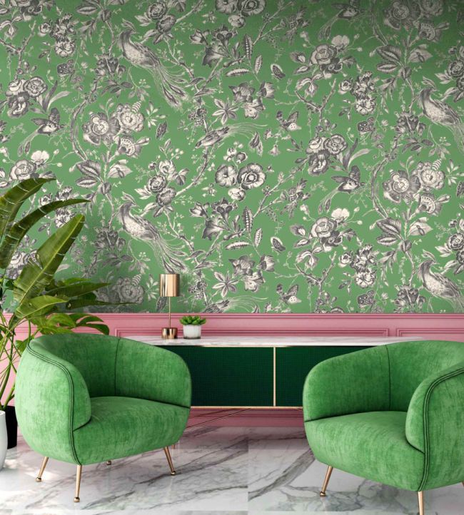 WM-368-04-3P - Plumage Wallpaper -  Mural - Jade - Woodchip & Magnolia
