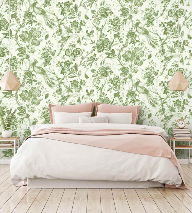 WM-368-05-3P - Plumage Wallpaper -  Mural - Green - Woodchip & Magnolia
