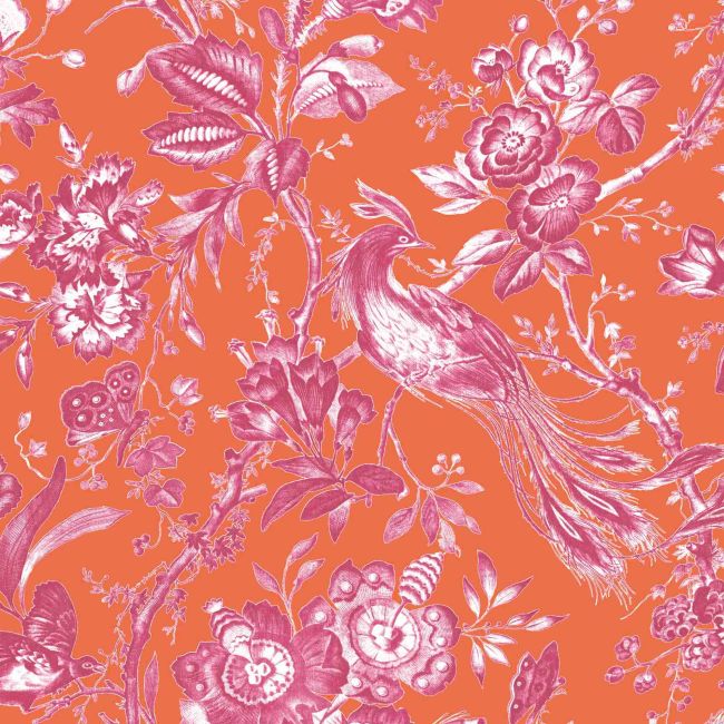 WM-368-06-3P - Plumage Wallpaper -  Mural - Orange Fuchsia - Woodchip & Magnolia
