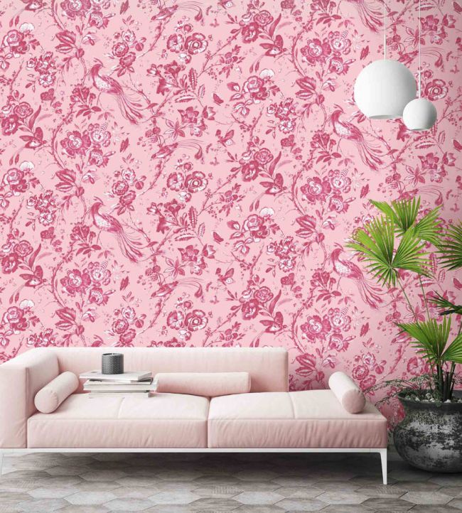 WM-368-07-3P - Plumage Wallpaper -  Mural - Peony Pink - Woodchip & Magnolia
